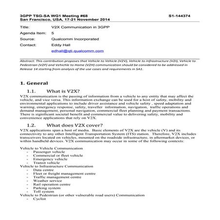 V2X Communication in 3GPP (S1-144374)