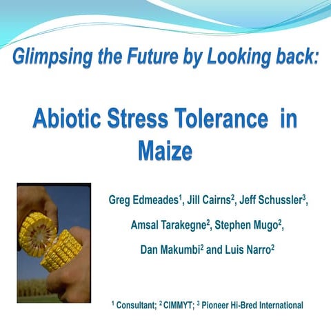 S1.1 Glimpsing the Future by Looking back : Abiotic Stress Tolerance in Maize