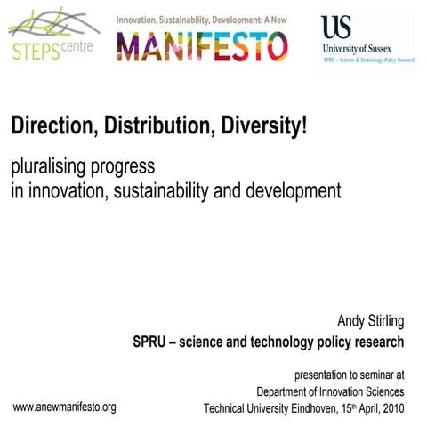 Direction, Distribution, Diversity! pluralising progress in innovation, susta...