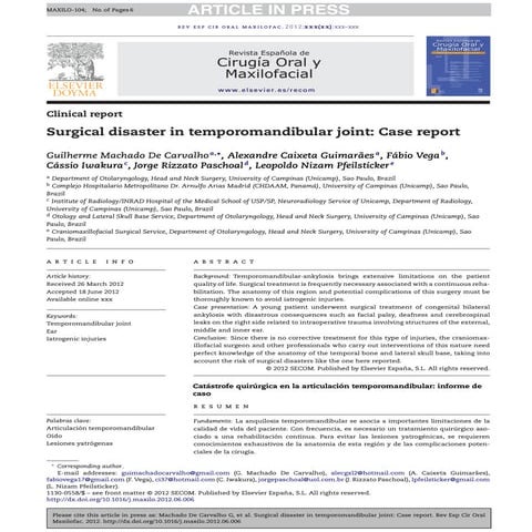 Surgical disaster in temporomandibular joint: Case report