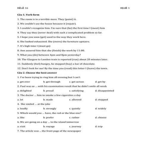 English Quiz 16
