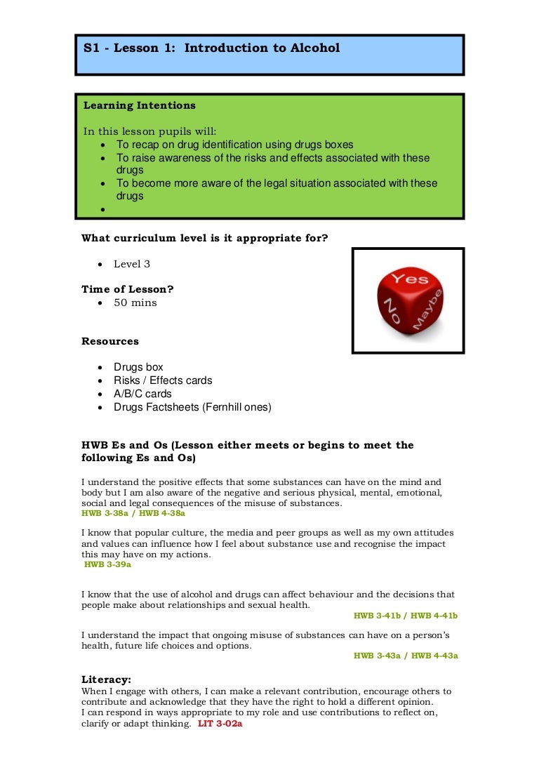 S1 alcohol lesson 1