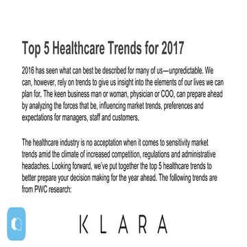 2017 Healthcare Trends