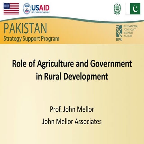 John Mellor - Role of Agriculture and Government in Rural Development | PDF