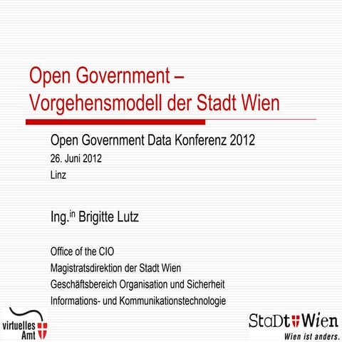 Open Government - Vorgehensmodell der Stadt Wien