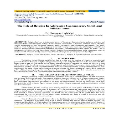 The Role of Religion In Addressing Contemporary Social And Political ...