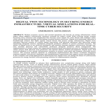 DIGITAL TWIN TECHNOLOGY IN SECURING ENERGY INFRASTRUCTURE: VIRTUAL ...