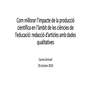 Seminari II - Tractament de dades qualitatives en la recerca educativa. Indic...