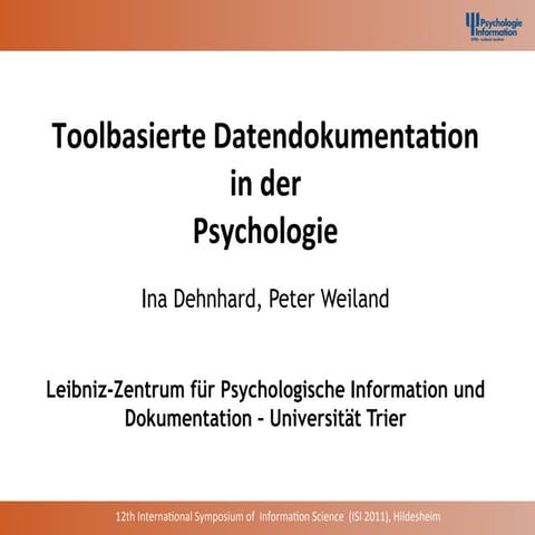 Toolbasierte Datendokumentation in der Psychologie