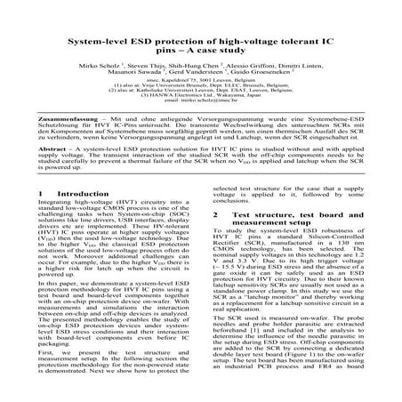System-level ESD protection of high-voltage tolerant IC pins – A case study 