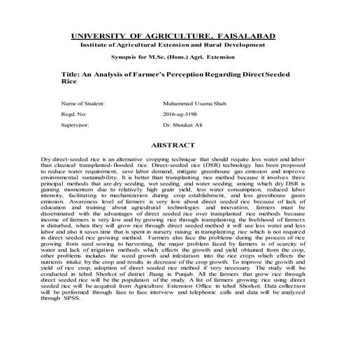 Full synopsis on rice in agriculture