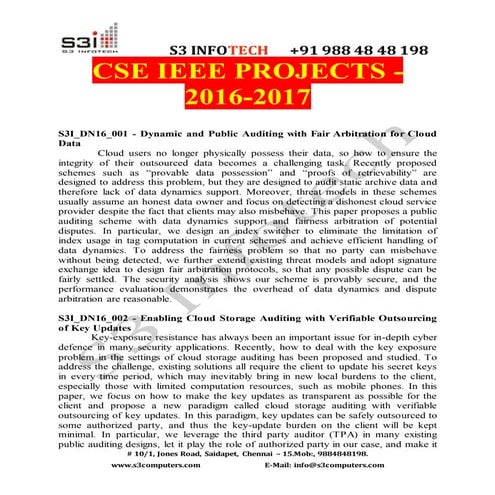 Final year IEEE 2016-2017 PROJECTS TITLES (IEEE 2016 papers) For ME,M.Tech,BE,B.Tech (.net,java,matlab,vlsi,ns2,mech,power elc & power sys)