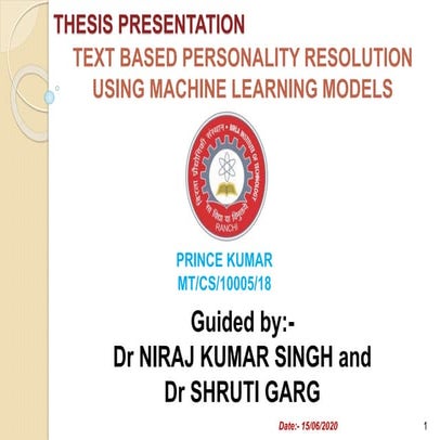 TEXT BASED PERSONALITY RESOLUTION USING MACHINE LEARNING MODELS
