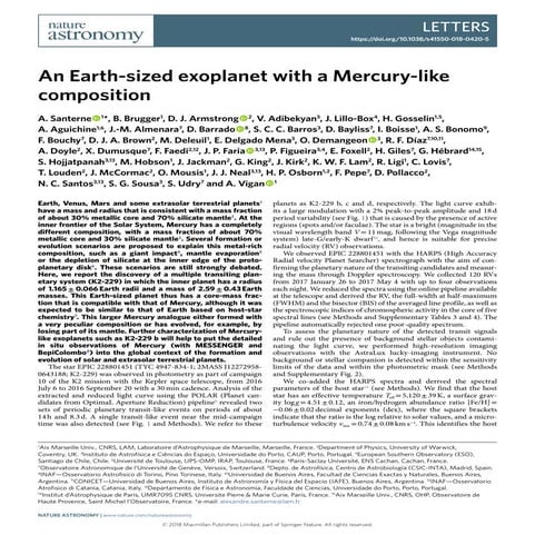 An Earth-sized exoplanet with a Mercury-like composition