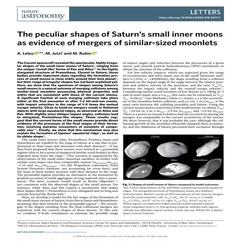 The peculiar shapes of Saturn’s small inner moons as evidence of mergers of s...