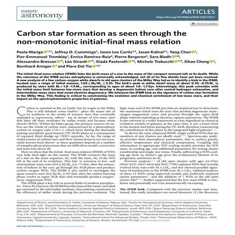 Carbon star formation as seen through the non-monotonic initial–final mass re...