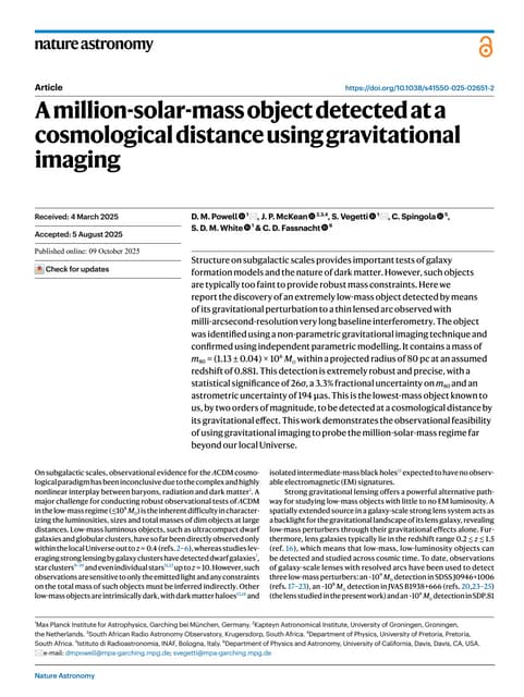 A million-solar-mass object detected at a cosmological distance using gravitational imaging