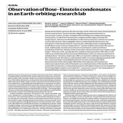 Observation of Bose–Einstein condensates in an Earth-orbiting research lab