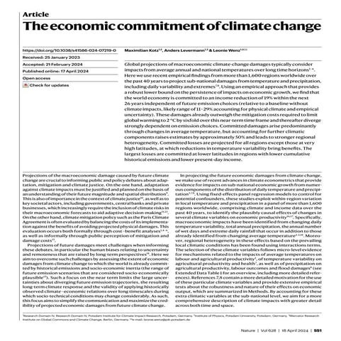 Science Publication: The Economic Cost of Climate Change | PDF
