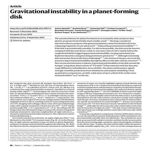 Gravitational instability in a planet-forming disk