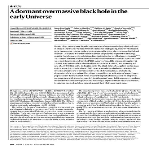 A dormant overmassive black hole in the early Universe