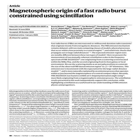 Magnetospheric origin of a fast radio burst constrained using scintillation