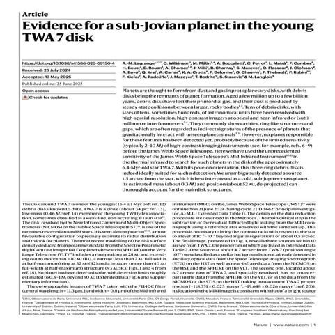 Evidence for a sub-Jovian planet in the young TWA 7 disk