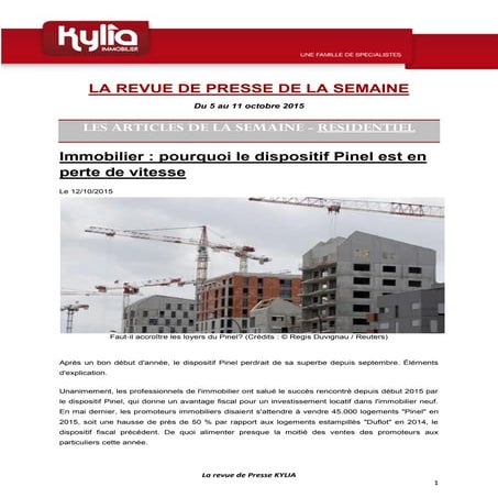 Larevue de presse de la semaine du 12 au 18 octobre 2015