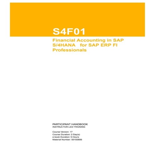 S4F01_EN_Col17 Financial Accounting in SAP S4HANA for SAP ERP FI Professional...