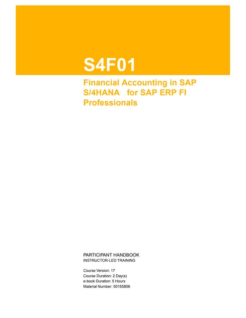 S4F01_EN_Col17 Financial Accounting in SAP S4HANA for SAP ERP FI Professional...