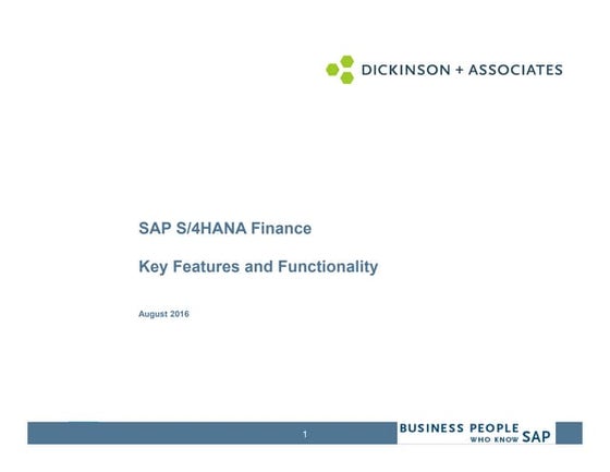 S/4HANA Finance: New Features and Functionality