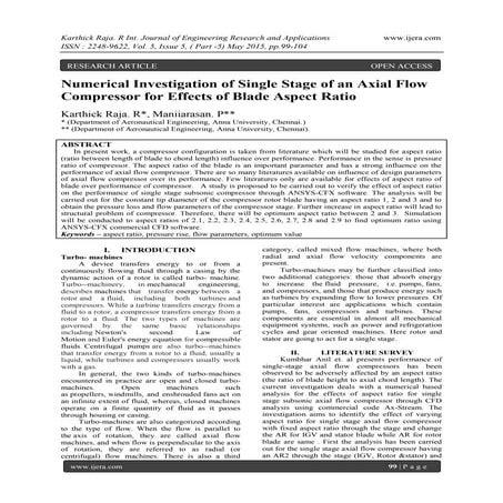 Numerical Investigation of Single Stage of an Axial Flow Compressor for Effec...