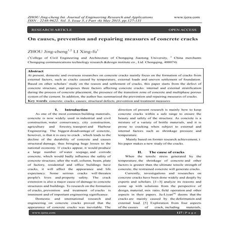 On causes, prevention and repairing measures of concrete cracks