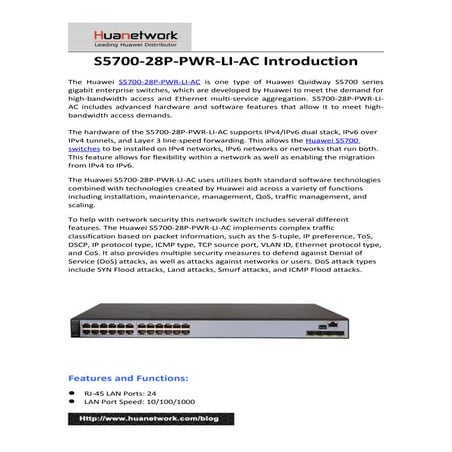 Huawei S5700 28 p-pwr-li-ac introduction