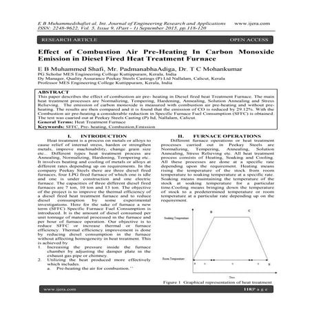 Effect of Combustion Air Pre-Heating In Carbon Monoxide Emission in Diesel Fi...