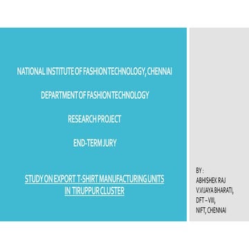 Study on Exports T-Shirts Manufacturing Units in Tirupur