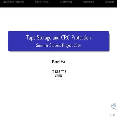 Tape Storage and CRC Protection