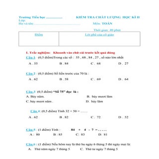 Đề Số 7. Đề kiểm tra cuối học kỳ II...