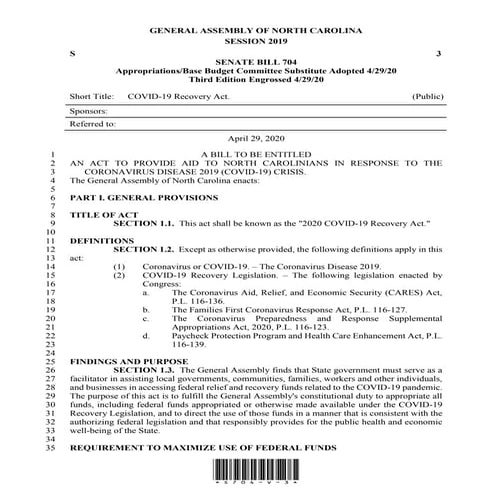 Senate COVID-19 after chamber passage