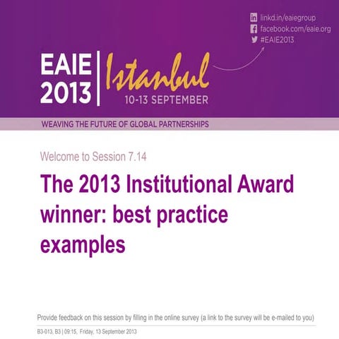 2013 EAIE Institutional Award winner: best practice examples