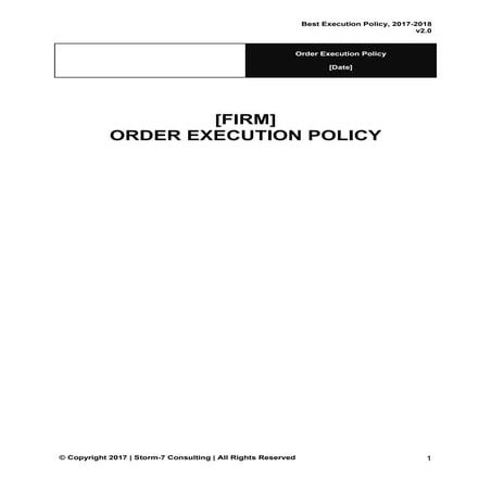 Pro Forma MiFID II Client Order Handling and Best Execution Policy 