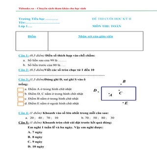 Đề Số 8. Đề kiểm tra cuối học kỳ II...