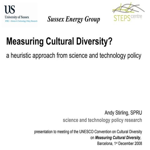 Andy Stirling on Measuring Cultural Diversity