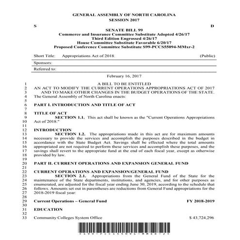 Revised 2018-19 budget bill