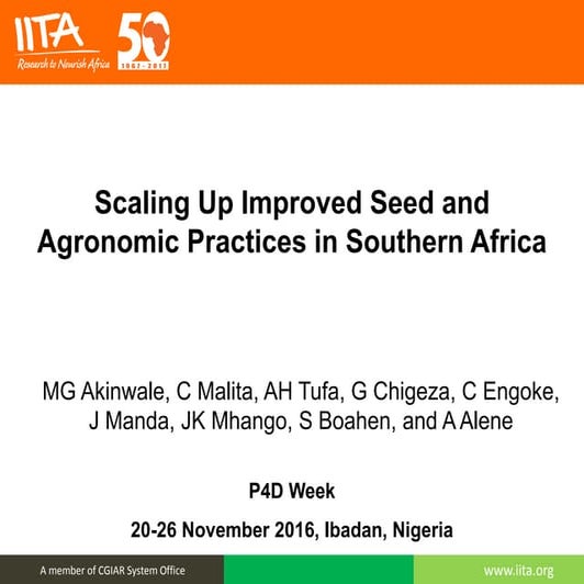 Scaling Up Improved Seed and Agronomic Practices in Southern Africa
