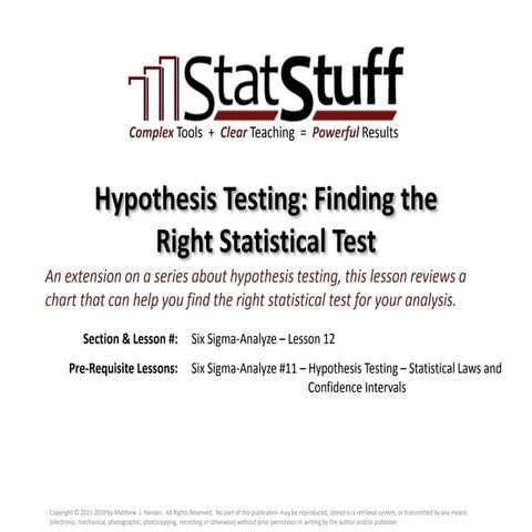 Hypothesis Testing: Finding the Right Statistical Test | PPTX