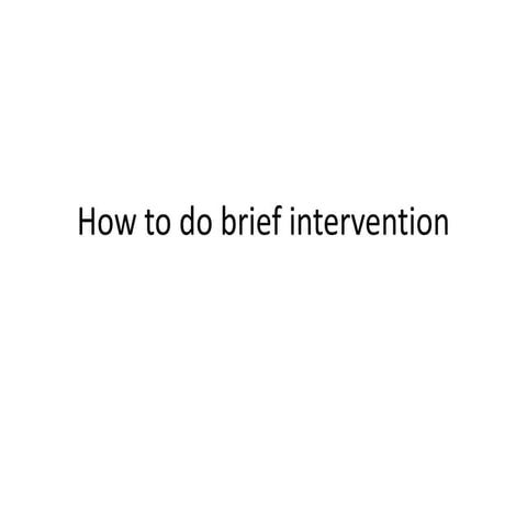 How to do brief intervention