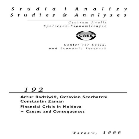 CASE Network Studies and Analyses 192 - Financial Crisis in Moldova - Causes ...