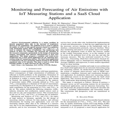 Monitoring and Forecasting of Air Emissions with IoT Measuring Stations and a...