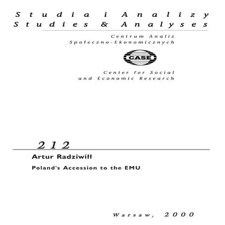 CASE Network Studies and Analyses 212 - Poland's Accession to the EMU
